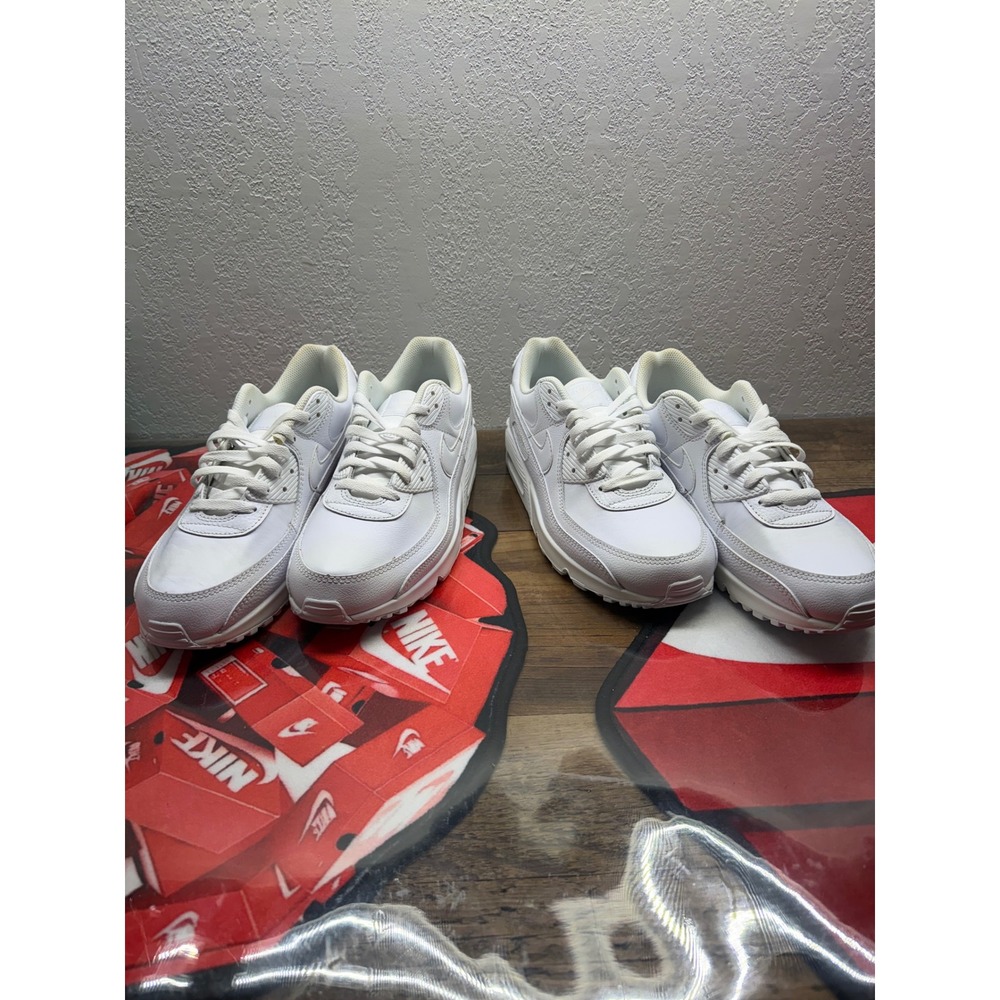 2 PAIR BUNDLE!! Nike Air Max 90 Triple White Leather Sneakers CZ5594-100 Mens 11